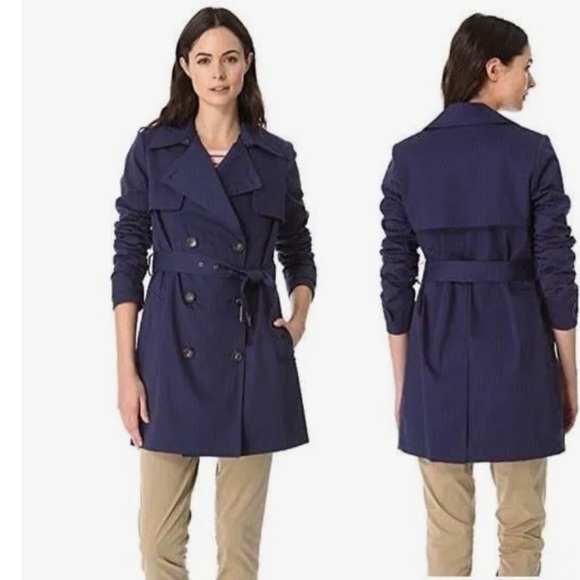 Vince Jackets & Blazers - Vince Blue Cotton Double Breasted Trench Coat Sz Lg NWOT